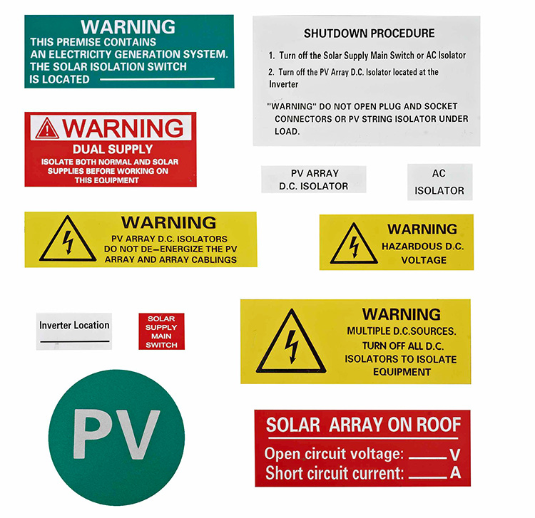 Labeli Rhybudd Ar gyfer System Pv